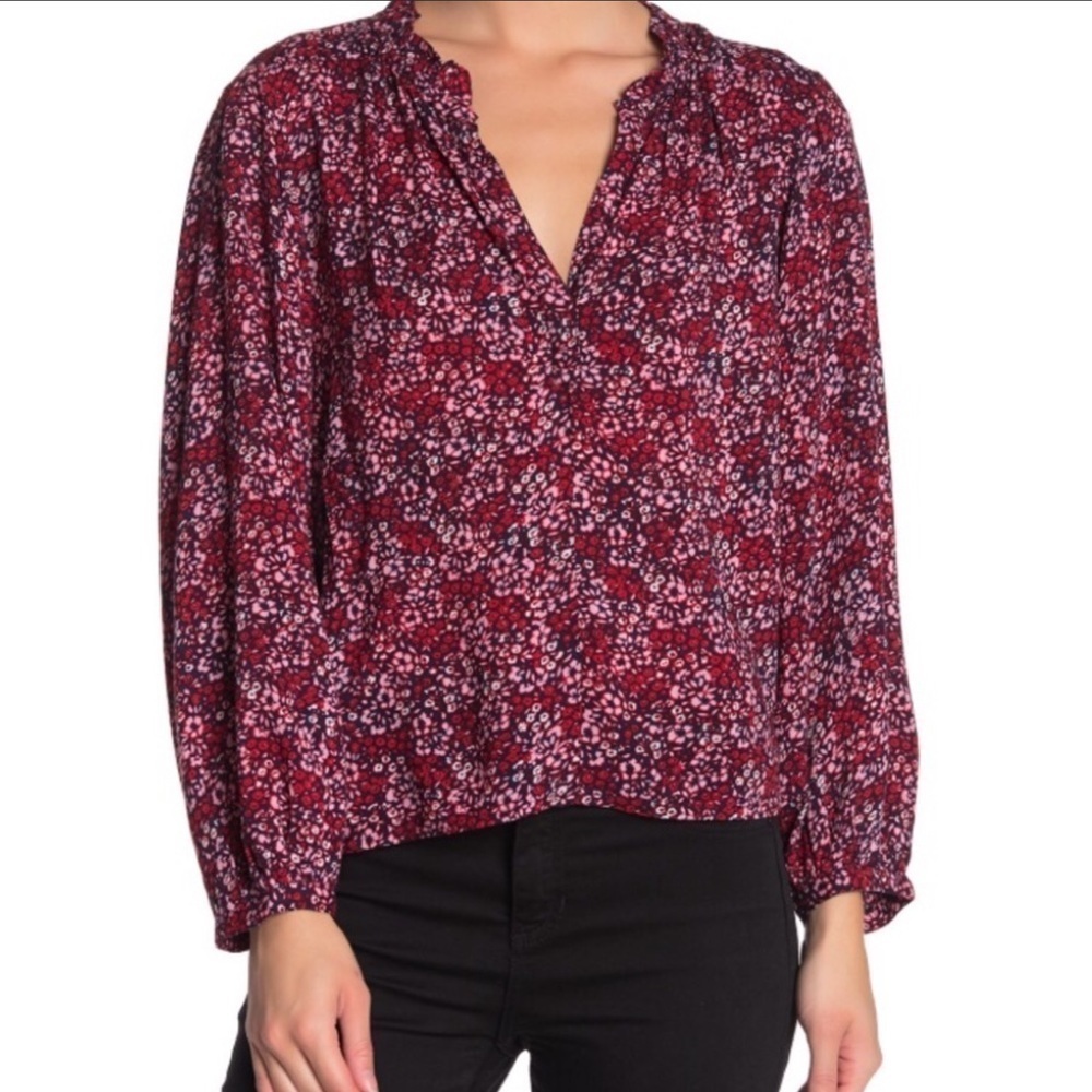 Abound Nordstrom Floral Blouse Ruffle Collar Top S